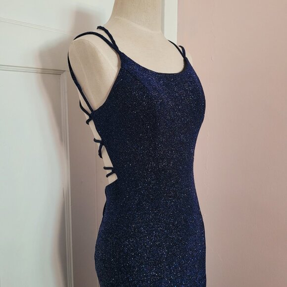 Fiesta Fashion Blue Sparkle Full Length Dress Size Medium - Picture 11 of 12